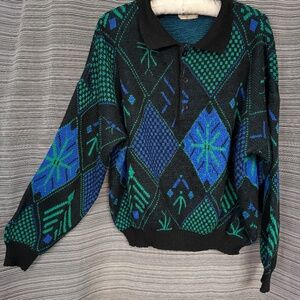 The Men’s Store Vintage Wool Blend Polo Collared Sweater Size XL